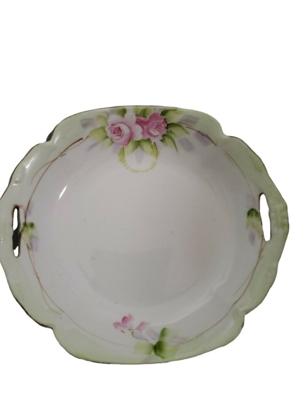 Antique Hand-Painted Nippon Porcelain Bowl With Floral Design & Dual Handles